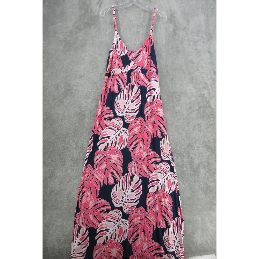 Tommy Bahama Dress Womens Size XL Tropical Leaf Maxi Resort Vacation Beach Pink